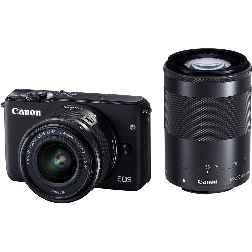 Canon EOS M10 Mirrorless Digital Camera with 15-45mm & 55-200mm
