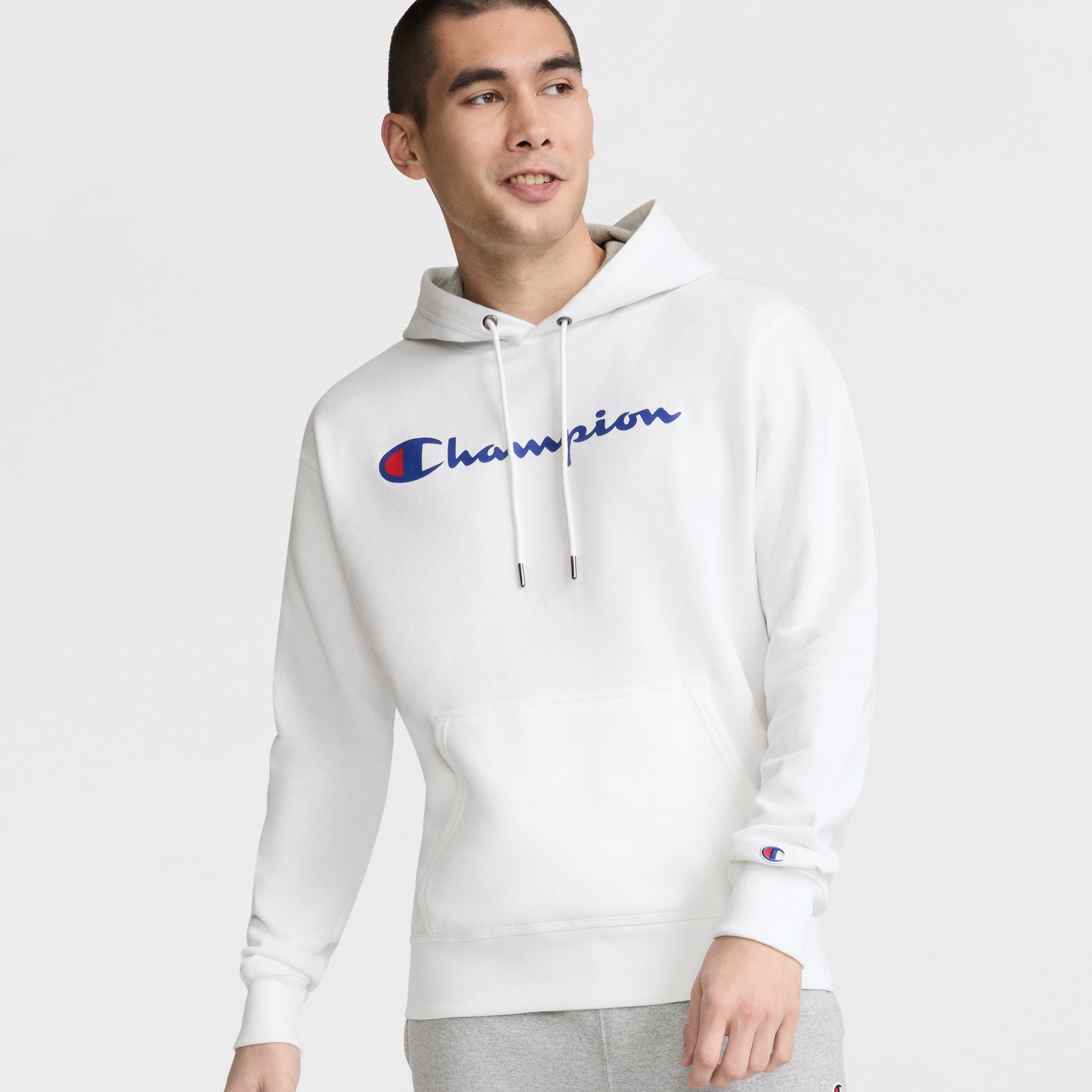 Champion Men's Script Logo Powerblend Fleece Hoodie, Color Size